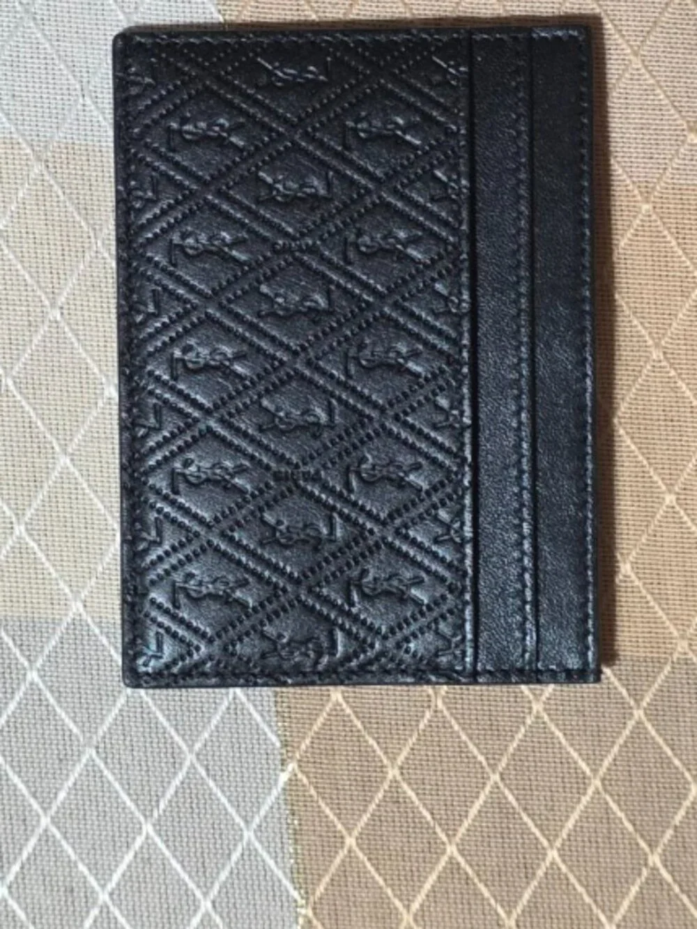 NWT YSL Saint Laurent Tiny Monogram Diamond Leather Card Case Black Receipt
